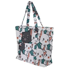 Seamless-cute-cat-pattern-vector Zip Up Canvas Bag by Sobalvarro