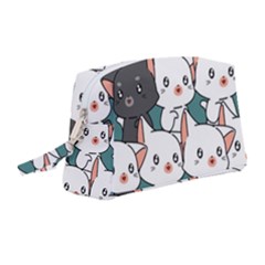 Seamless-cute-cat-pattern-vector Wristlet Pouch Bag (medium) by Sobalvarro