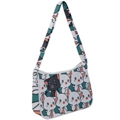 Seamless-cute-cat-pattern-vector Zip Up Shoulder Bag by Sobalvarro