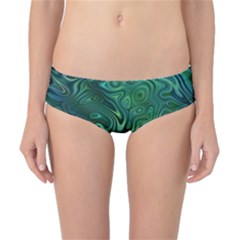 Emerald Green Blue Marbled Color Classic Bikini Bottoms by SpinnyChairDesigns