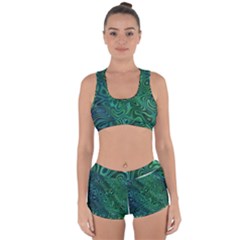 Emerald Green Blue Marbled Color Racerback Boyleg Bikini Set