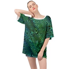 Emerald Green Blue Marbled Color Oversized Chiffon Top by SpinnyChairDesigns