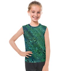 Emerald Green Blue Marbled Color Kids  Mesh Tank Top by SpinnyChairDesigns