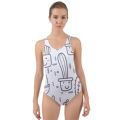 Cactus Cut-Out Back One Piece Swimsuit