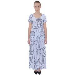 Cactus High Waist Short Sleeve Maxi Dress by Sobalvarro