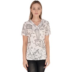 Cactus Women s V-neck Scrub Top by Sobalvarro