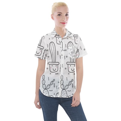 Cactus Women s Short Sleeve Pocket Shirt by Sobalvarro