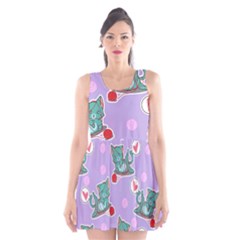 Playing cats Scoop Neck Skater Dress