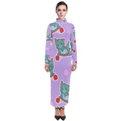 Playing Cats Turtleneck Maxi Dress by Sobalvarro