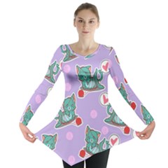 Playing Cats Long Sleeve Tunic  by Sobalvarro