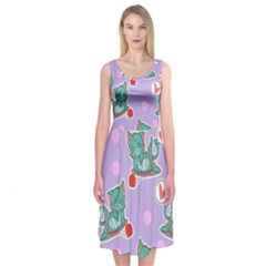 Playing cats Midi Sleeveless Dress