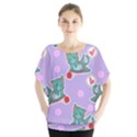 Playing cats Batwing Chiffon Blouse View1