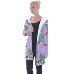 Playing cats Longline Hooded Cardigan