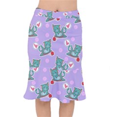 Playing Cats Short Mermaid Skirt by Sobalvarro