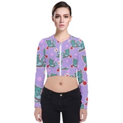 Playing cats Long Sleeve Zip Up Bomber Jacket