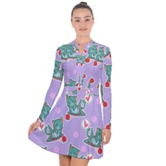 Playing cats Long Sleeve Panel Dress