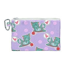 Playing Cats Canvas Cosmetic Bag (medium) by Sobalvarro