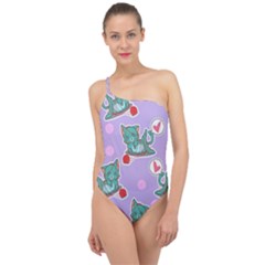 Playing cats Classic One Shoulder Swimsuit