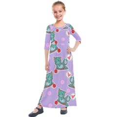 Playing Cats Kids  Quarter Sleeve Maxi Dress by Sobalvarro