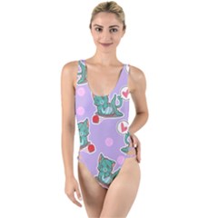 Playing cats High Leg Strappy Swimsuit