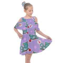 Playing Cats Kids  Shoulder Cutout Chiffon Dress by Sobalvarro