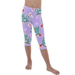 Playing cats Kids  Lightweight Velour Capri Leggings 