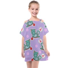 Playing Cats Kids  One Piece Chiffon Dress by Sobalvarro