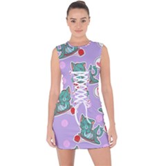 Playing cats Lace Up Front Bodycon Dress