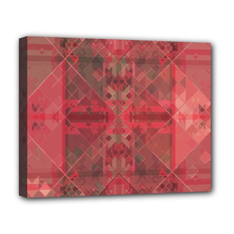 Indian Red Color Geometric Diamonds Deluxe Canvas 20  X 16  (stretched) by SpinnyChairDesigns