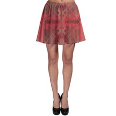 Indian Red Color Geometric Diamonds Skater Skirt by SpinnyChairDesigns