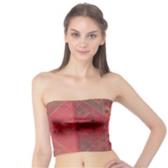 Indian Red Color Geometric Diamonds Tube Top by SpinnyChairDesigns