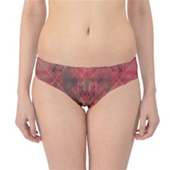 Indian Red Color Geometric Diamonds Hipster Bikini Bottoms by SpinnyChairDesigns