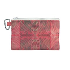 Indian Red Color Geometric Diamonds Canvas Cosmetic Bag (medium) by SpinnyChairDesigns