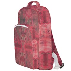 Indian Red Color Geometric Diamonds Double Compartment Backpack by SpinnyChairDesigns