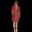 Indian Red Color Geometric Diamonds Velour Kimono Dress View4