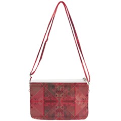 Indian Red Color Geometric Diamonds Double Gusset Crossbody Bag by SpinnyChairDesigns