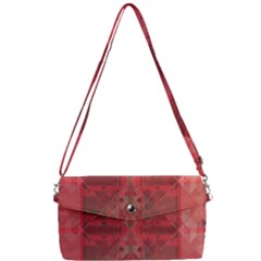 Indian Red Color Geometric Diamonds Removable Strap Clutch Bag by SpinnyChairDesigns