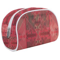 Indian Red Color Geometric Diamonds Makeup Case (medium) by SpinnyChairDesigns