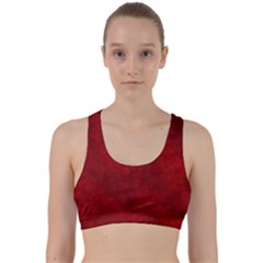Scarlet Red Velvet Color Faux Texture Back Weave Sports Bra by SpinnyChairDesigns