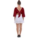 Scarlet Red Velvet Color Faux Texture Tie Back Butterfly Sleeve Chiffon Top View2