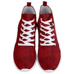 Scarlet Red Velvet Color Faux Texture Men s Lightweight High Top Sneakers by SpinnyChairDesigns