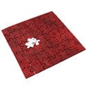 Scarlet Red Velvet Color Faux Texture Wooden Puzzle Square View3