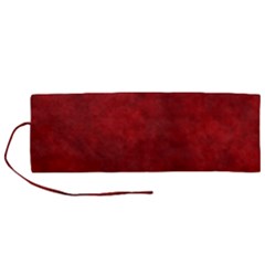 Scarlet Red Velvet Color Faux Texture Roll Up Canvas Pencil Holder (m) by SpinnyChairDesigns