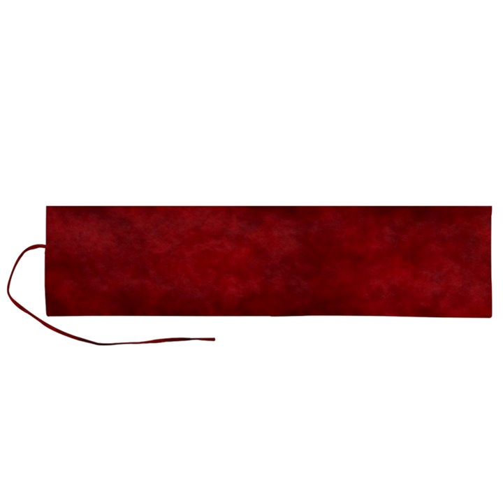 Scarlet Red Velvet Color Faux Texture Roll Up Canvas Pencil Holder (L)