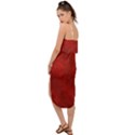 Scarlet Red Velvet Color Faux Texture Waist Tie Cover Up Chiffon Dress View2