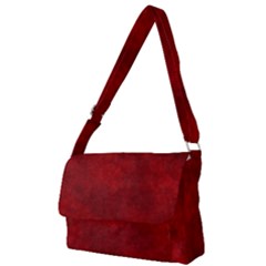 Scarlet Red Velvet Color Faux Texture Full Print Messenger Bag (l) by SpinnyChairDesigns