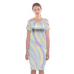 Pastel Color Stripes  Classic Short Sleeve Midi Dress by SpinnyChairDesigns