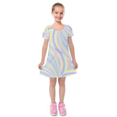 Pastel Color Stripes  Kids  Short Sleeve Velvet Dress by SpinnyChairDesigns