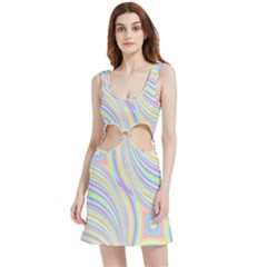 Pastel Color Stripes  Velvet Cutout Dress by SpinnyChairDesigns