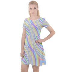 Pastel Color Stripes  Cap Sleeve Velour Dress  by SpinnyChairDesigns